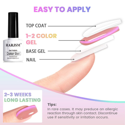 RARJSM Aurora Glitter Cat Eye Gel Nail Polish Set – 6 Pcs with Magnetic Stick