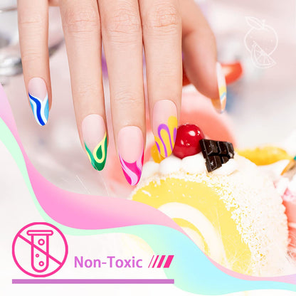 RARJSM Gel Liner Nail Art Polish Set – 12 Candy Pastel Colors, Thin Brush, Soak Off, 5ml
