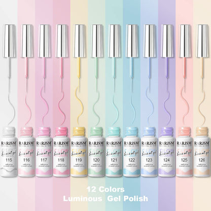 RARJSM Glow in the Dark Nail Art Gel Liner — 12 Pastel Neon Colors