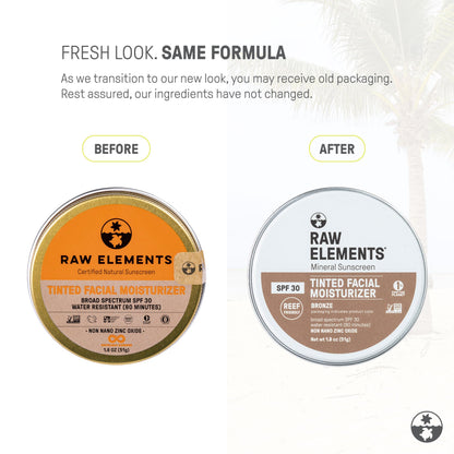 Raw Elements Ultra-Moisturizing Tinted Face Cream SPF 30 Bronze – Non-Toxic Mineral Sunscreen, 1.8 oz