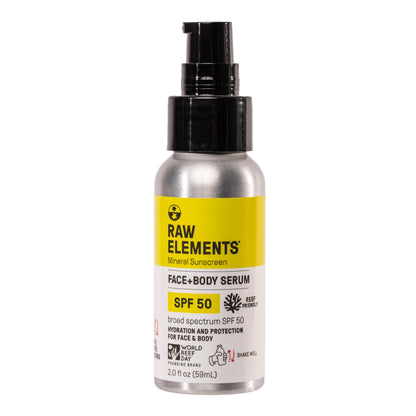 Raw Elements Face + Body Serum SPF 50 – All-Natural Mineral Sunscreen, Reef Safe, 2oz