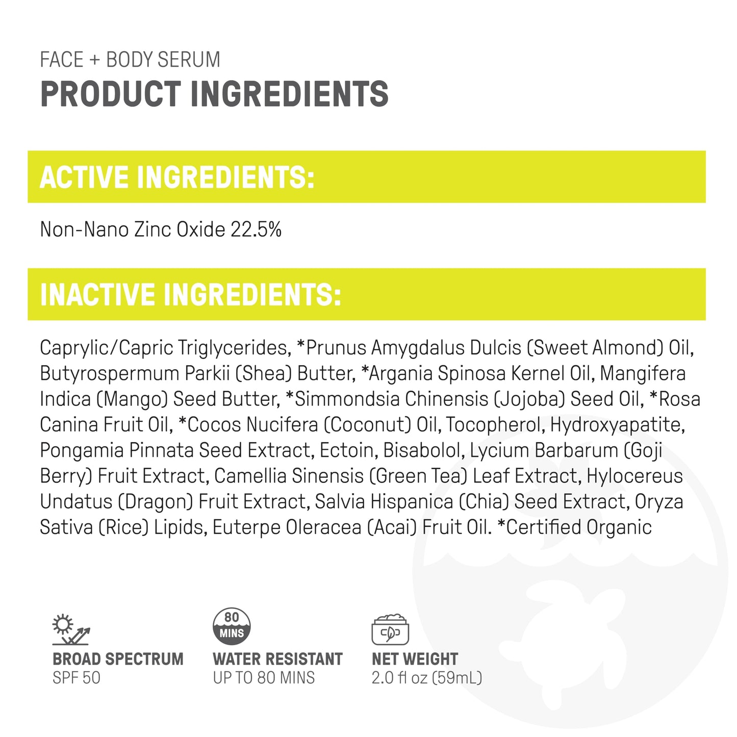 Raw Elements Face + Body Serum SPF 50 – All-Natural Mineral Sunscreen, Reef Safe, 2oz