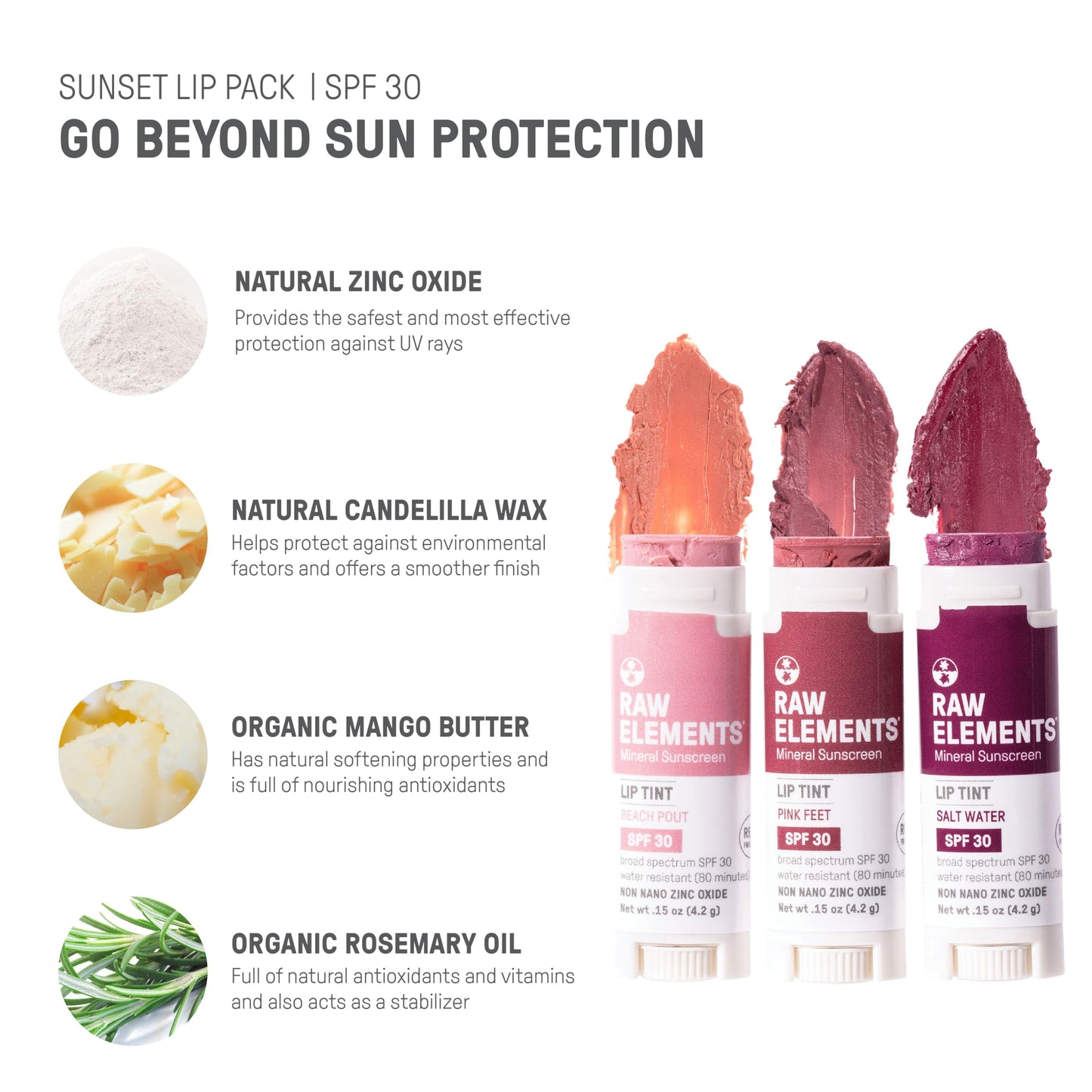Raw Elements Tinted Lip Pout SPF 30 Sunset Pack – Pink Feet