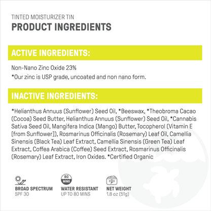 Raw Elements Ultra-Moisturizing Tinted Face Cream SPF 30 – Reef-Friendly Mineral Sunscreen, Island, 1.8 oz