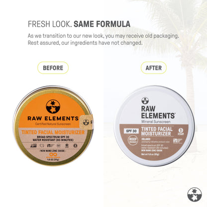 Raw Elements Ultra-Moisturizing Tinted Face Cream SPF 30 – Reef-Friendly Mineral Sunscreen, Island, 1.8 oz