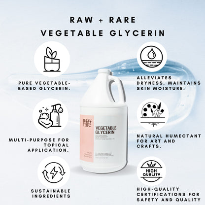 Raw Plus Rare Natural Glycerin – Bulk Gallon (128 oz) for Skin, Hair & Crafts | Kosher & Halal Certified