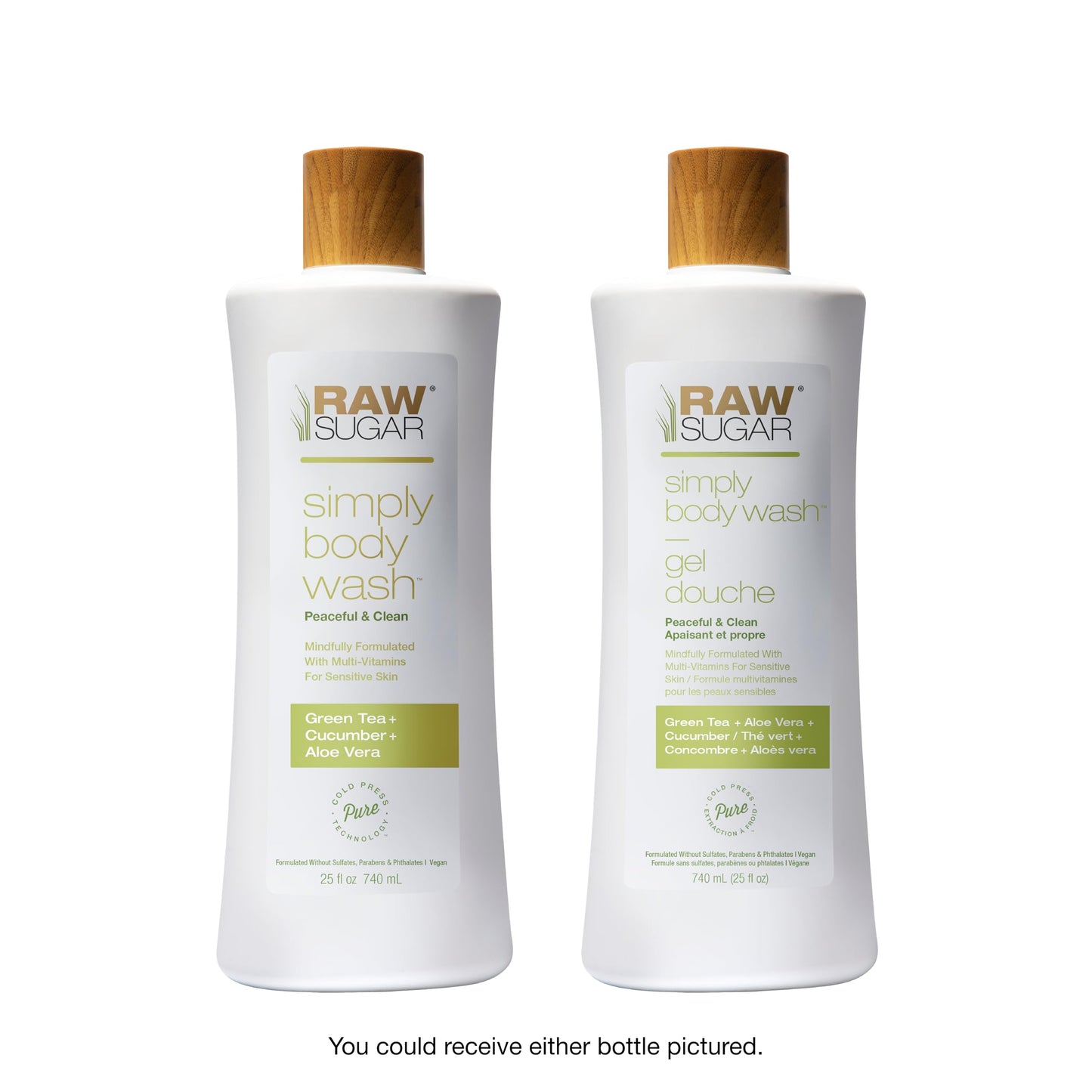 RAW SUGAR Green Tea Aloe Soother Body Wash – Gentle, Hydrating 3‑Pack | Vegan, SLS/SLES & Paraben Free