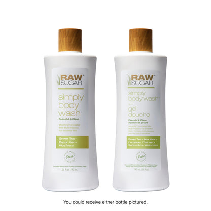 RAW SUGAR Green Tea Aloe Soother Body Wash – Gentle, Hydrating 3‑Pack | Vegan, SLS/SLES & Paraben Free