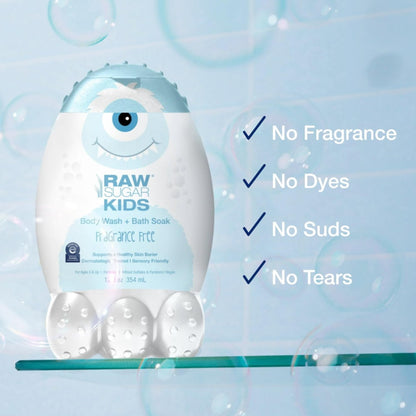 RAW SUGAR Kids 2-in-1 Body Wash + Bath Soak - Sensitive Skin