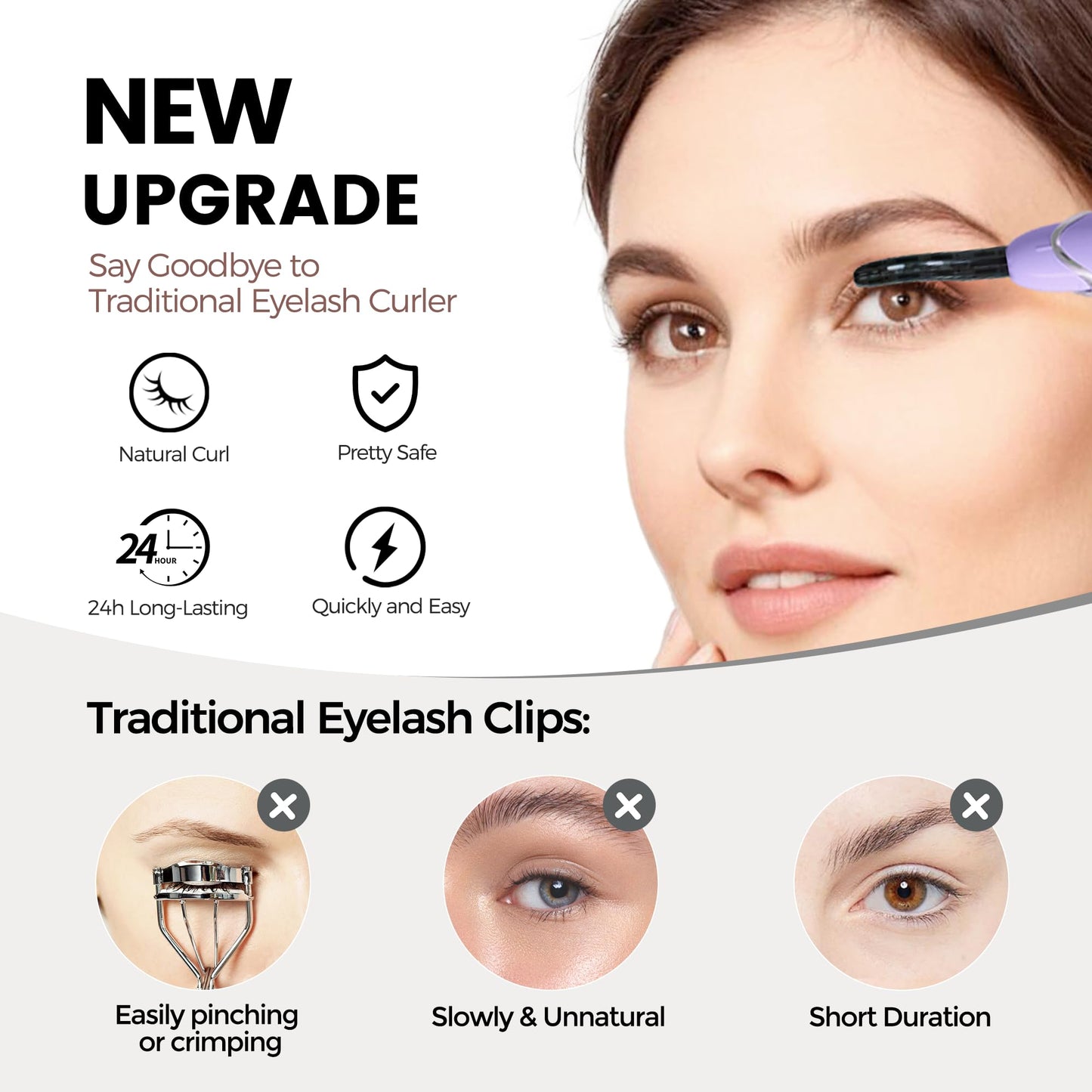 Raysino S600 Heated Eyelash Curler – 8s Fast Heating, 24h Curl, Type-C Rechargeable