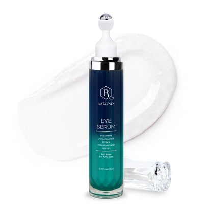 RAZONIX Eye Bags Treatment – Caffeine Eye Cream with Cooling Roller (Medium, Unscented)