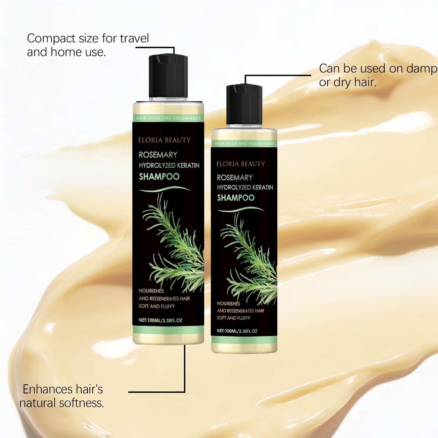 RCSCBC Eloria Beauty Shampoo – Rosemary Hydrolyzed Keratin, Nourishes & Regenerates Hair (1 PCS)