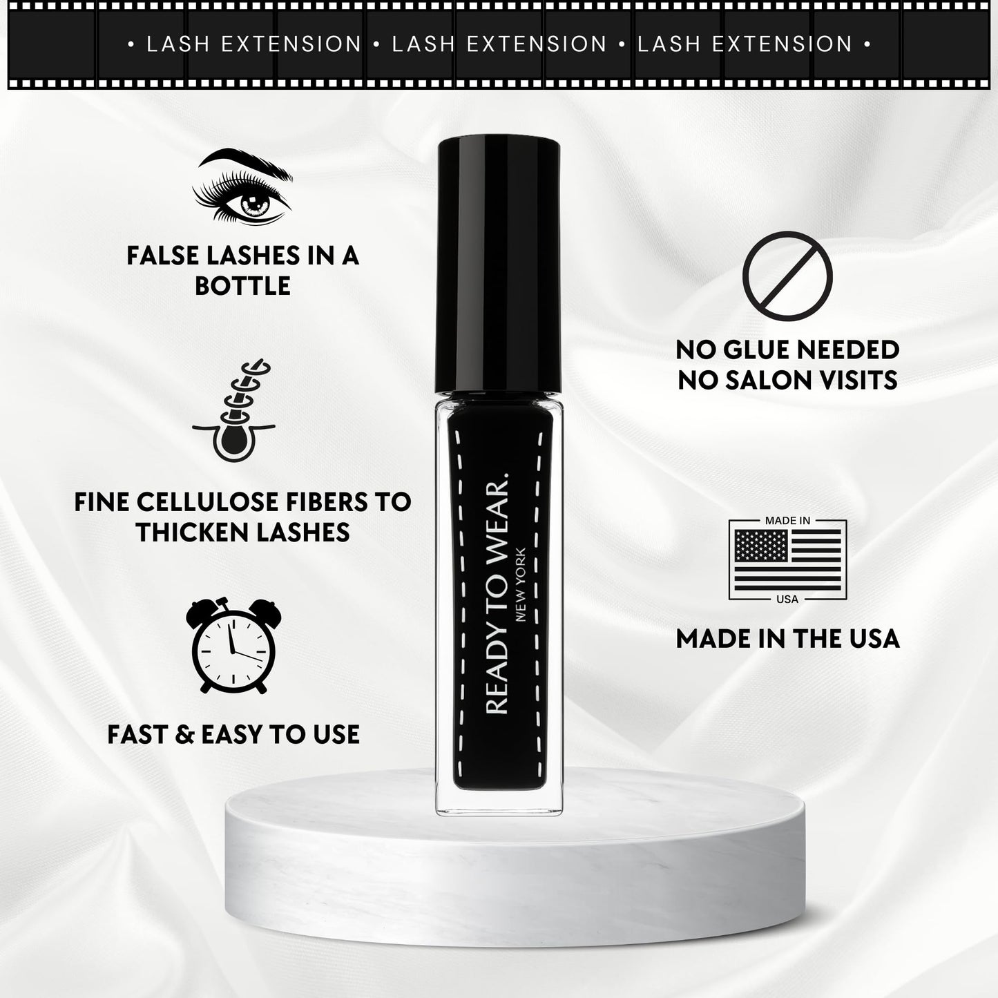 Ready To Wear Lash Extension – Fine DRY Fibers for Instant Lash Elongation (No Glue Required, Use With Mascara)