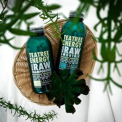 Real Raw Tea Tree Shampoo & Conditioner Set — No Water, 100% Pure Aloe Vera Juice & Coconut Water