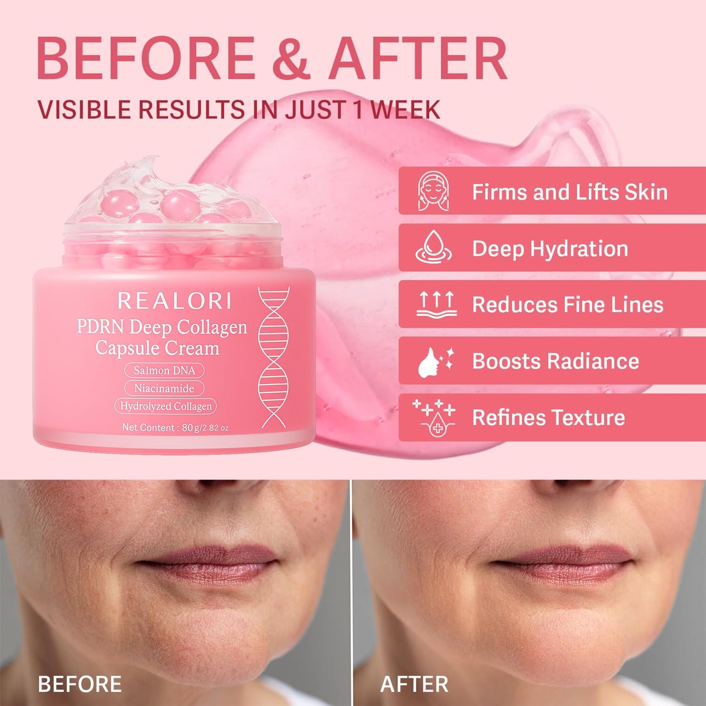 Realori PDRN Capsule Cream with Vitamin C & Collagen – Deep Hydration Gel Moisturizer