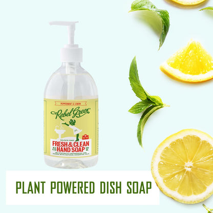 Rebel Green Liquid Hand Soap – Moisturizing Natural Hand Wash (Peppermint & Lemon) – Pack of 4, 16.9 fl oz