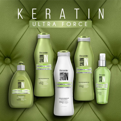 Recamier Professional Salon In +Pro Keratin Ultra Force 3-Piece Hair Care Bundle – Shampoo, Conditioner & Treatment