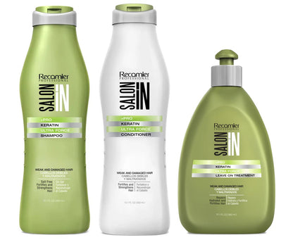 Recamier Professional Salon In +Pro Keratin Ultra Force 3-Piece Hair Care Bundle – Shampoo, Conditioner & Treatment