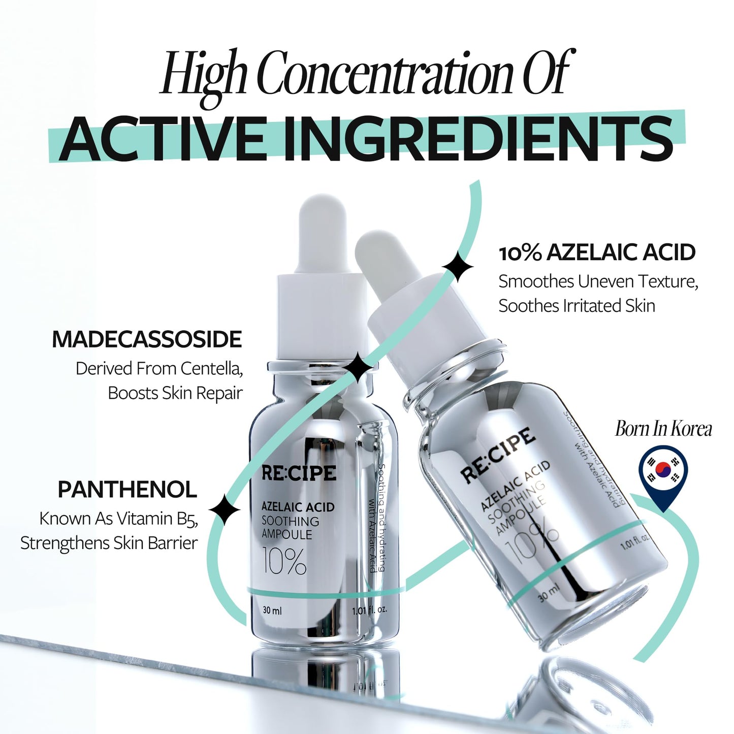 RE:CIPE Azelaic Acid 10% Soothing Ampoule – Calming Serum for Sensitive Skin | 1.01 fl oz