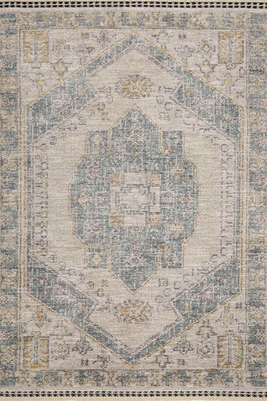 Traditional Medallion Vintage Rug with Cotton Fringe