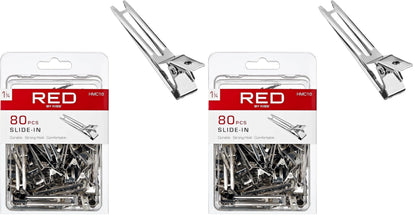 RED by Kiss 80pcs Slide-In Hair Clips 1.75-inch Durable Metal for Dreads & Twists (Pack of 2)
