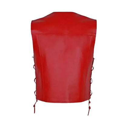 Men's Red Motorcycle Biker Vest – Genuine Cowhide Leather