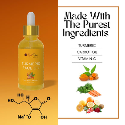 Red Rose Naturals Turmeric Face Oil – Facial Serum & Moisturizer with Vitamin C | 1 oz