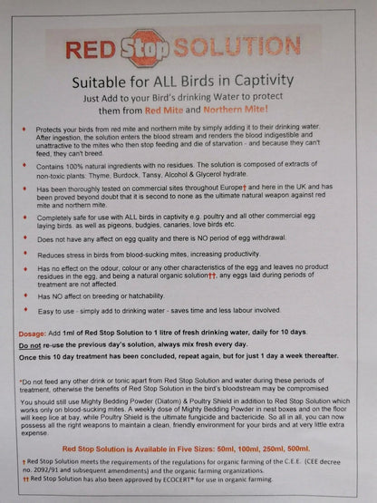 Red Stop concentrate solution for RED MITE control