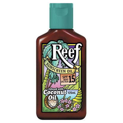 REEF Dark Sun Tan Oil Coconut SPF15 125ml – Lightweight Hydration with Summer Coconut Scent