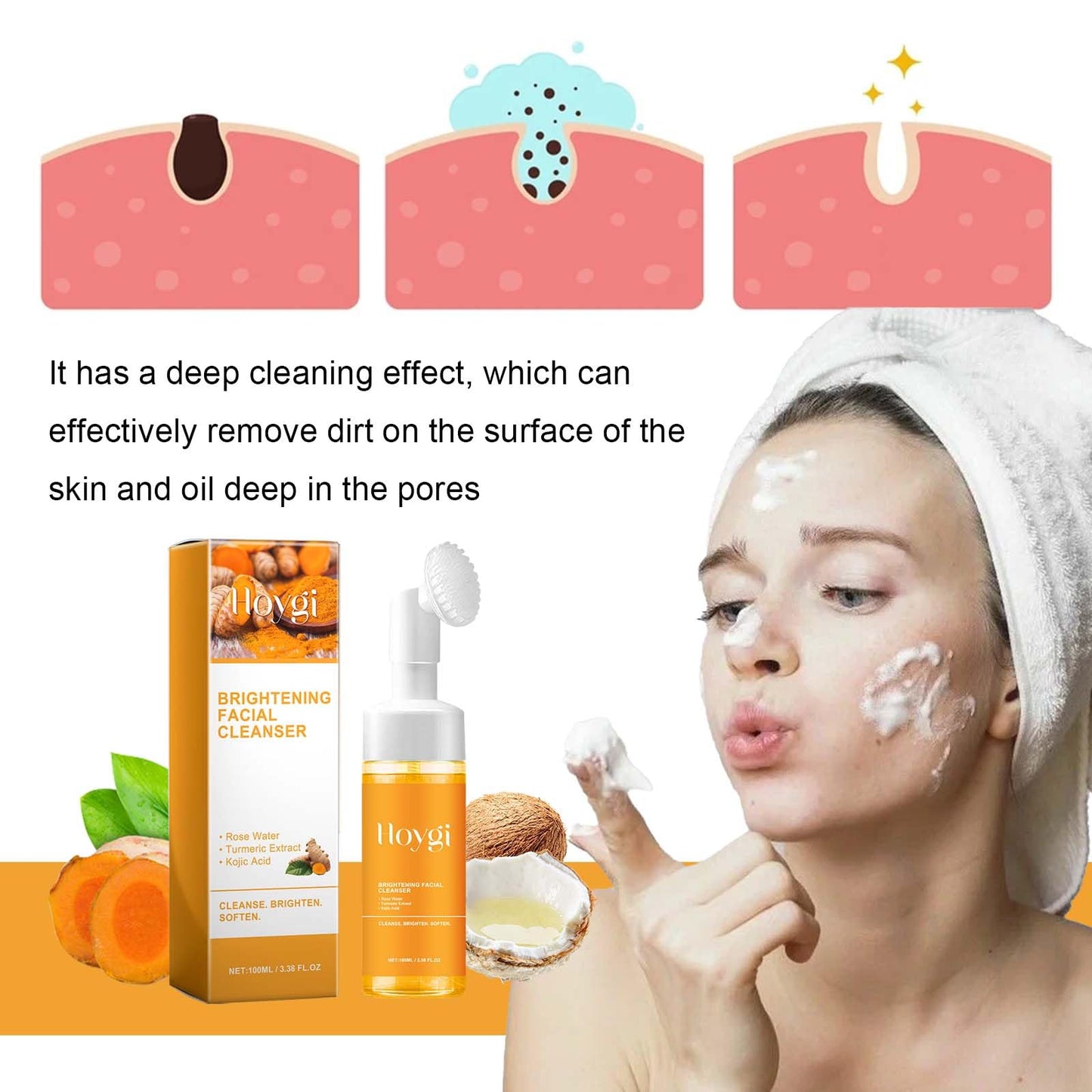 Reepic Cosmer Turmeric Facial Cleanser – Deep Cleansing Foaming Wash (2 Pcs)
