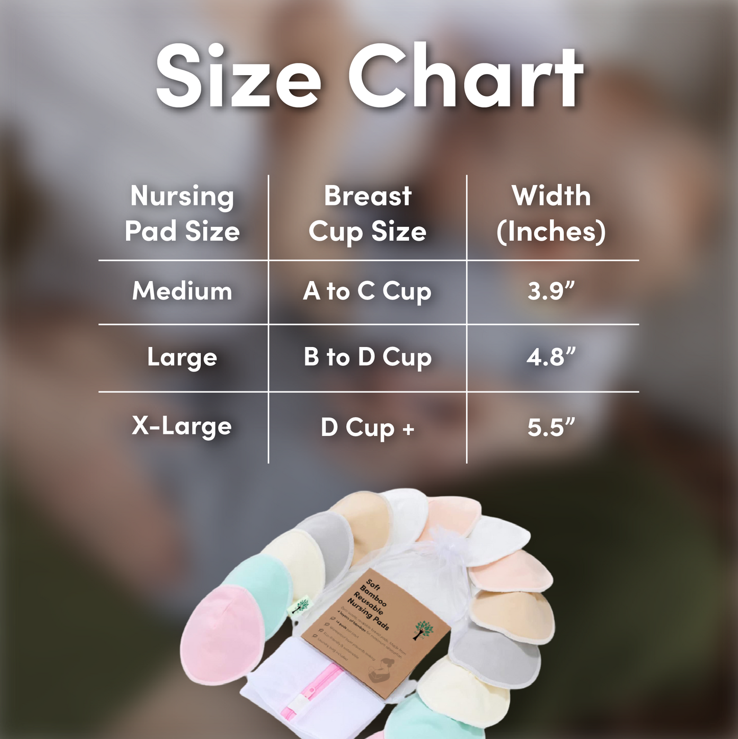 14x Reusable High-Absorbency Bamboo Breast Pads For Nursing - Choice Of Colours