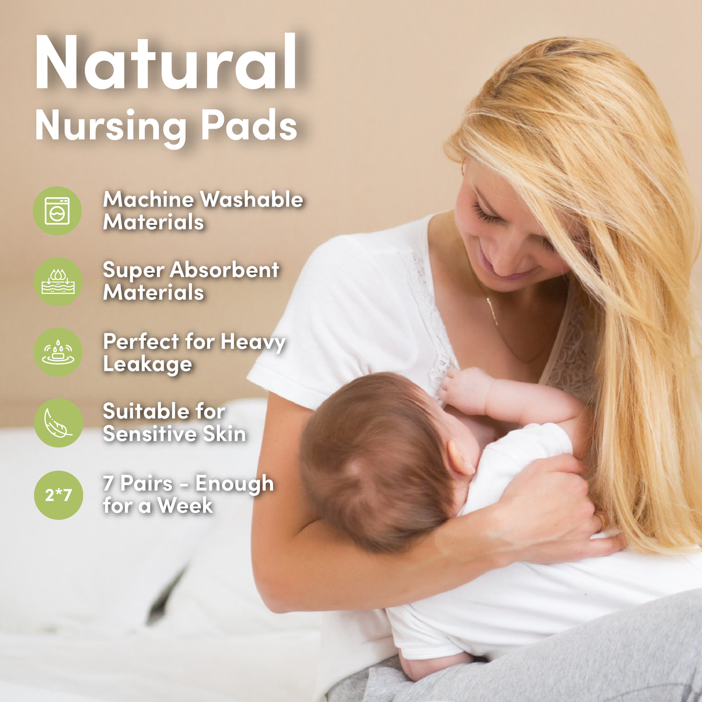 14x Reusable High-Absorbency Bamboo Breast Pads For Nursing - Choice Of Colours