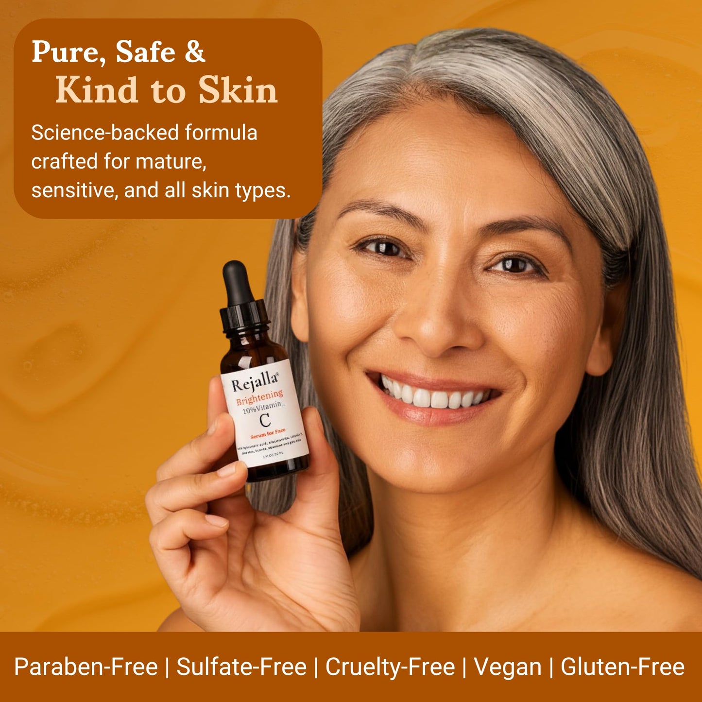Rejalla Vitamin C Serum – 10% Vitamin C, Hyaluronic Acid, Niacinamide, 1 oz