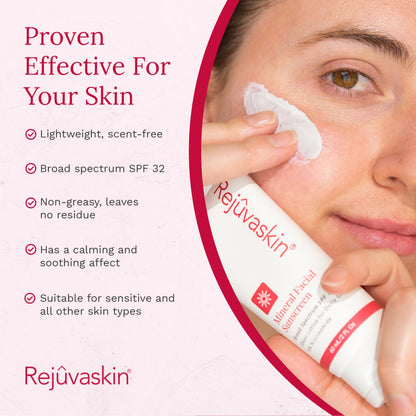 Rejuvaskin Mineral Facial Sunscreen SPF 32 – Oil-Free for Sensitive, Acne-Prone Skin