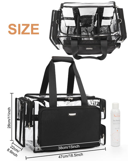 Relavel Professional Makeup Backpack & Large Clear Makeup Bag – Adjustable Dividers