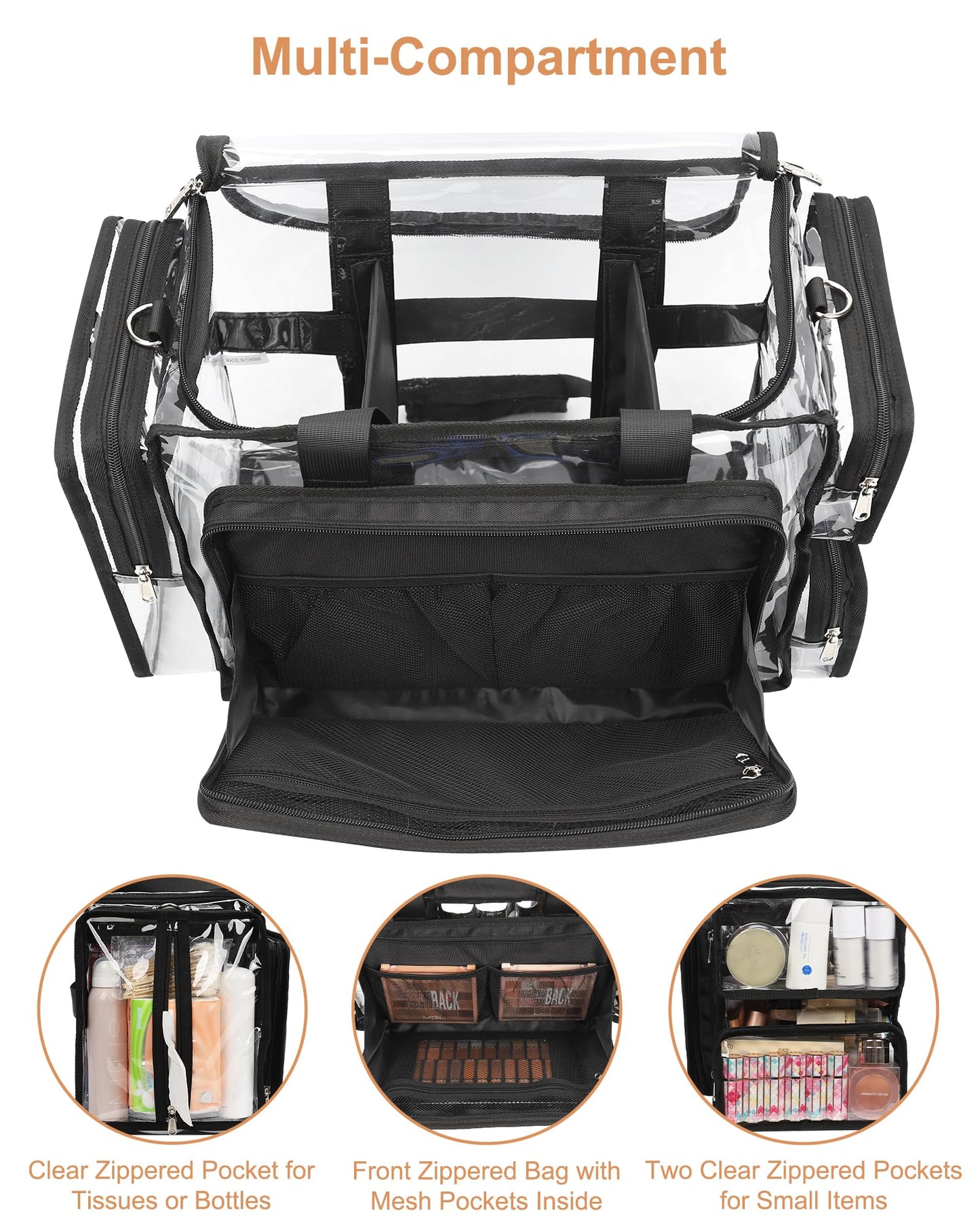 Relavel Professional Makeup Backpack & Large Clear Makeup Bag – Adjustable Dividers