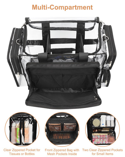 Relavel Professional Makeup Backpack & Large Clear Makeup Bag – Adjustable Dividers