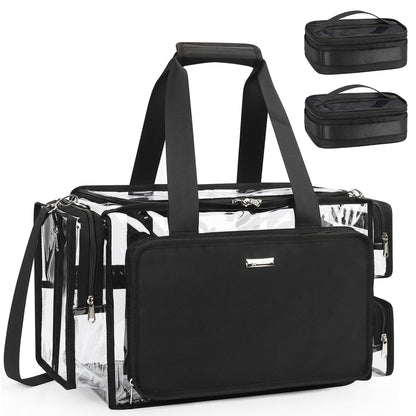 Relavel Clear Makeup Bag with 2 Small Pouches – Portable Pro MUA Kit Organizer