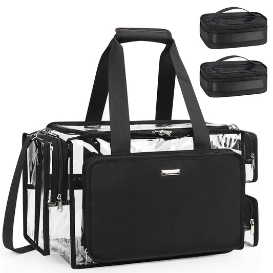 Relavel Clear Makeup Bag with 2 Small Pouches – Portable Pro MUA Kit Organizer