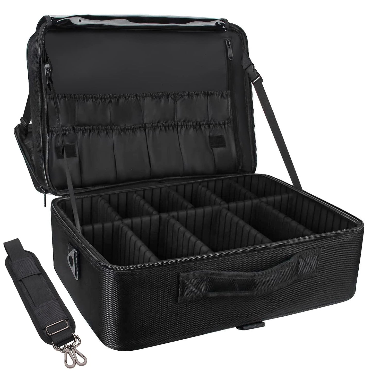 Relavel Extra Large Makeup Case – Premium Travel Train Case with Adjustable Dividers