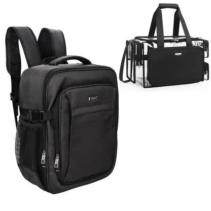 Relavel Professional Makeup Backpack & Large Clear Makeup Bag – Adjustable Dividers