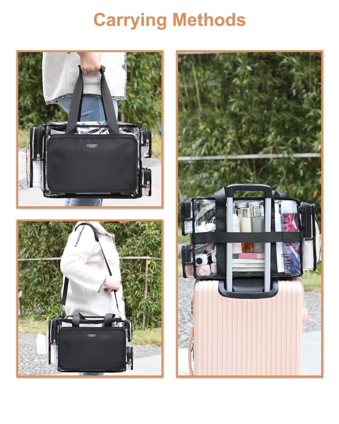 Relavel Clear Makeup Bag Kit with 4 Pouches – Large Transparent Organizer