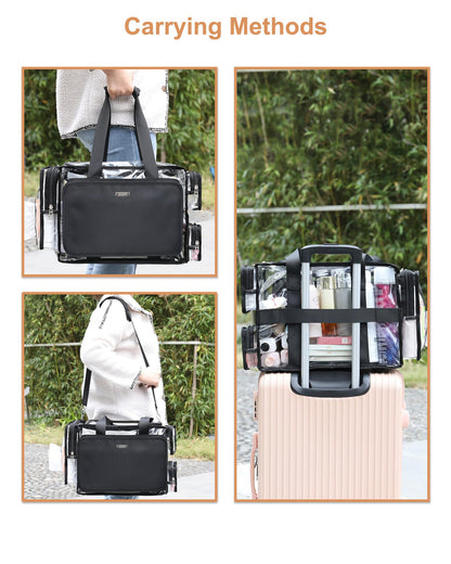 Relavel Clear Makeup Bag Kit with 4 Pouches – Large Transparent Organizer