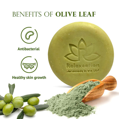 Relaxcation Olive Soap Bar – MADE IN USA, Organic Olive Oil & Leaves (3-Pack)