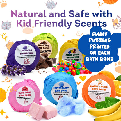 Relaxcation Bath Bombs for Kids Set with Toys Inside – Cat Theme