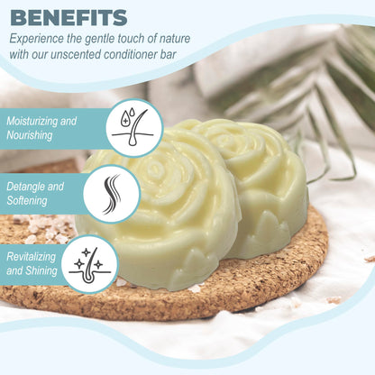 Relaxcation Organic Conditioner Bar for Damaged Hair – Unscented, Handmade in USA