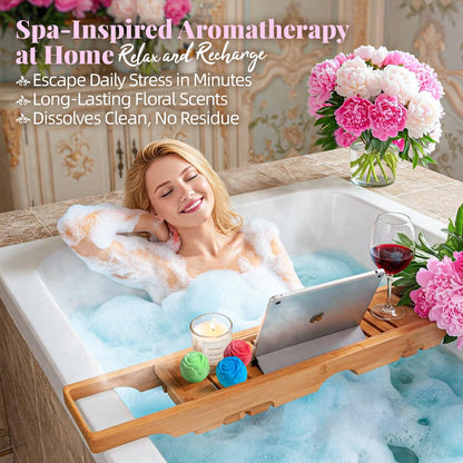 RelaxRose Bath Bomb Gift Set – 10 Handmade Bombs with 5 Aromatic Scents for Spa-At-Home Relaxation