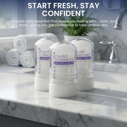 Relumins Crystal Deodorant – Aluminum-Free Mineral Salt Roll-On, 60g x 3