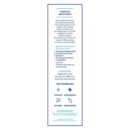RescueMD Restorative Lip Treatment | Peptide-Powered Hydration & Arnica Repair (12mL)