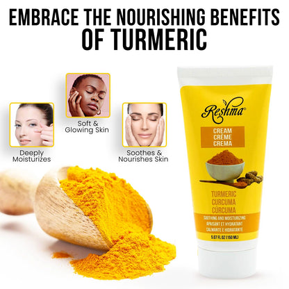 Reshma Beauty Turmeric Cream – Hydrating Face & Body for Normal to Dry Skin, Dye-Free, 5.07 oz
